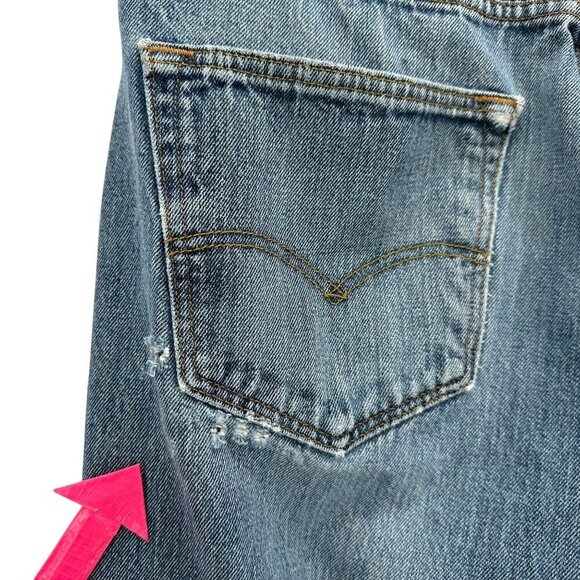 Vintage Levi's 501 Button Fly Distressed Denim Straight Leg Jeans Mens 36X30 - Picture 12 of 16